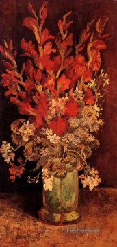  blumen - Vase mit Gladiolen und Gartennelken Vincent van Gogh impressionistische Blumen
